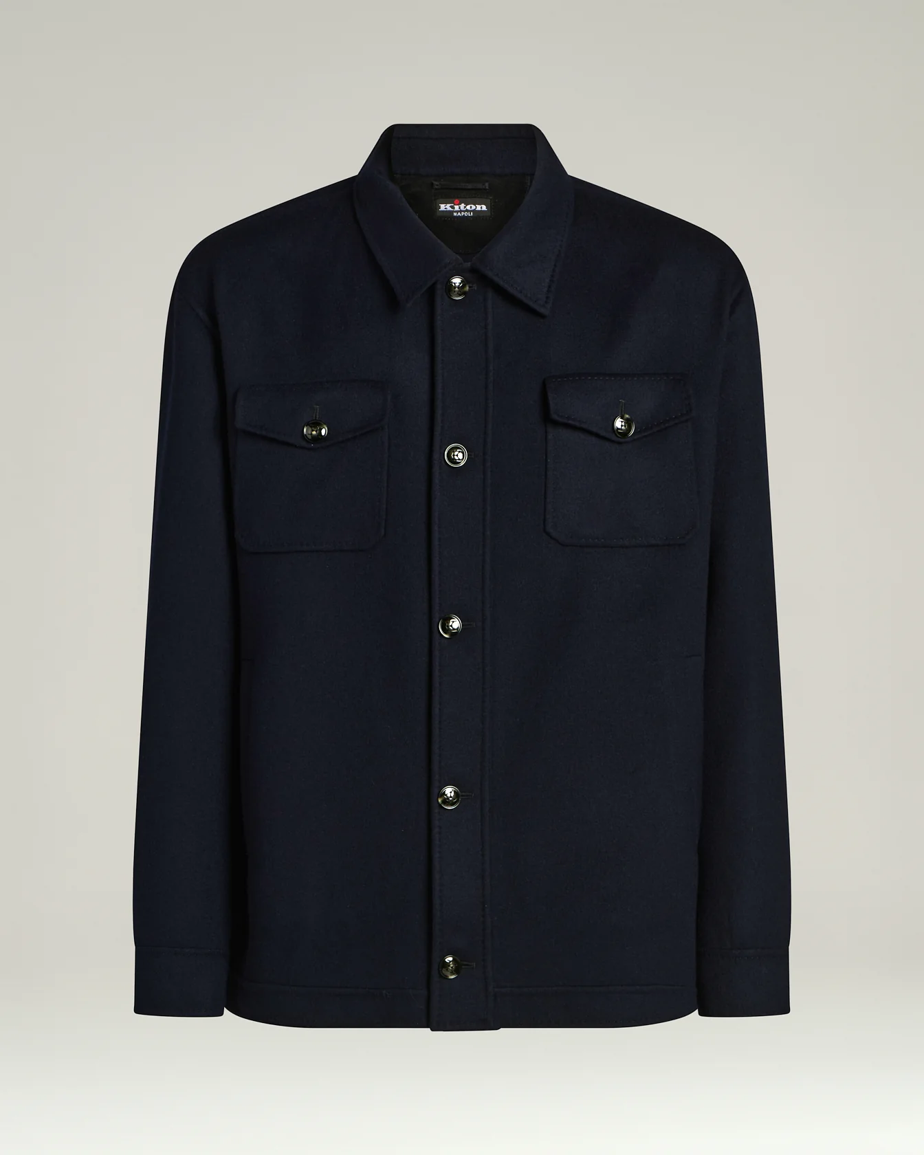 PURE CASHMERE SHIRT JACKET IN NAVY BLUE