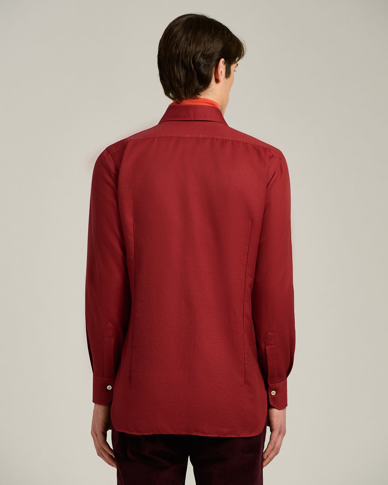 BURGUNDY COTTON AND CASHMERE FLANNEL SHIRT - Image 3